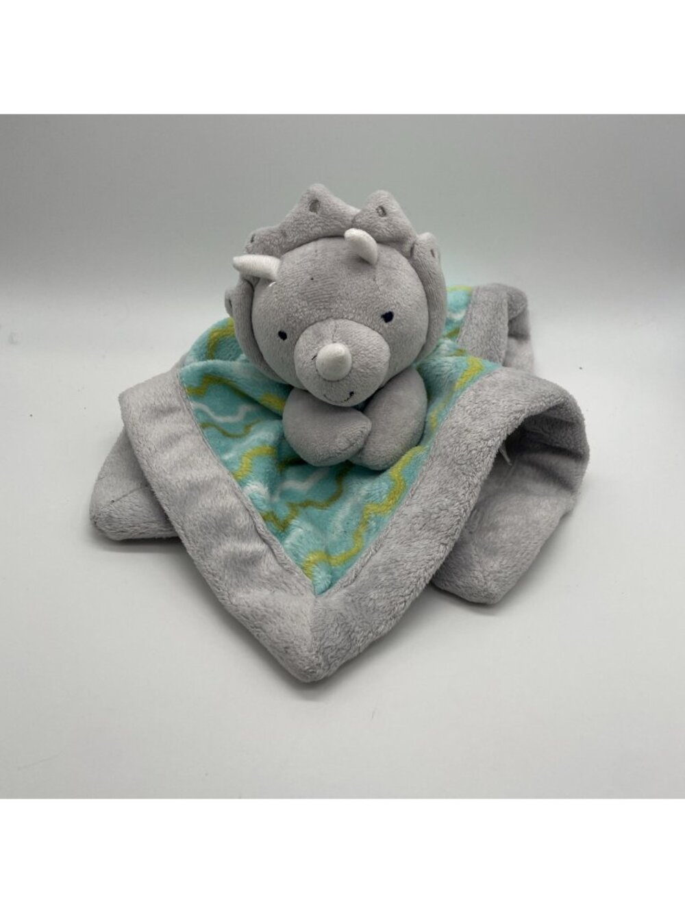 Lullaby Lane Baby Stuffed Rhino Soft Plush Security Blanket Rattle Toy Lovey